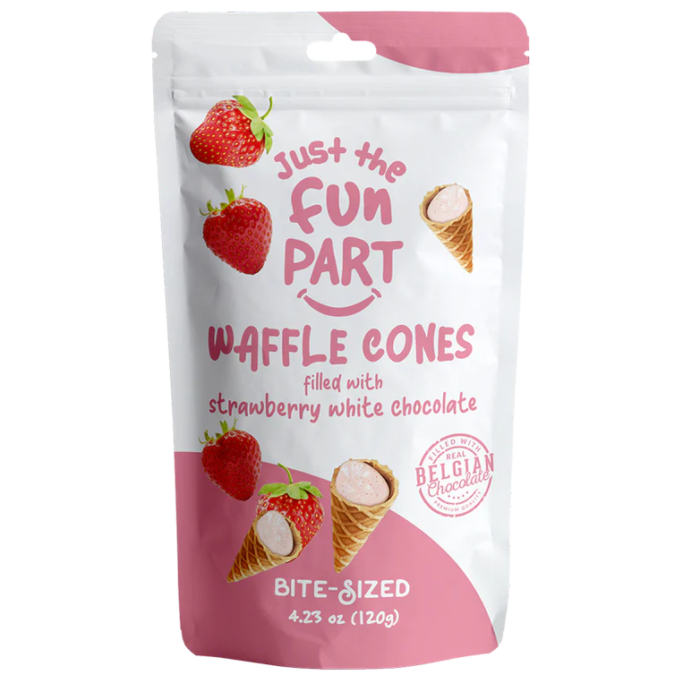 Just the Fun Part Strawberry White Chocolate Waffle Cones