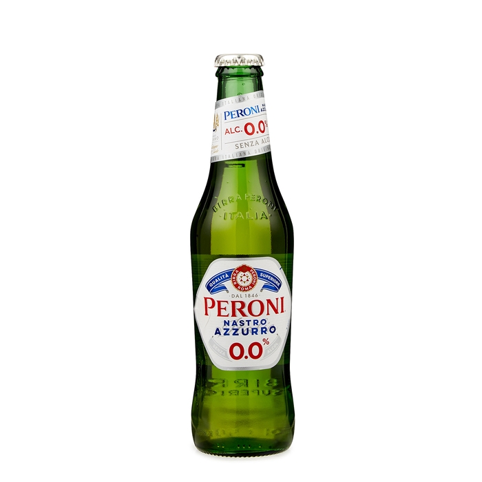 Peroni Nastro Azzurro 0% Alcohol-free Beer Lager Bottles, 12 X 330ml