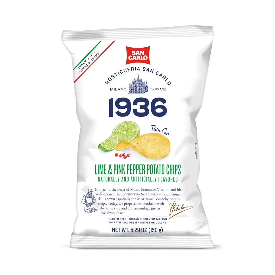 Lime and Pink Pepper Chips 150g By San Carlo vintage pack