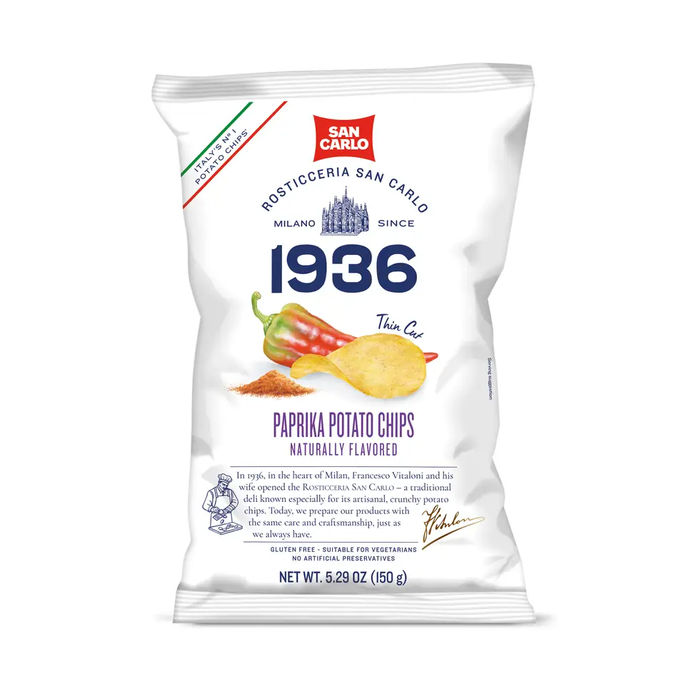 Paprika Chips 150g By San Carlo vintage bag